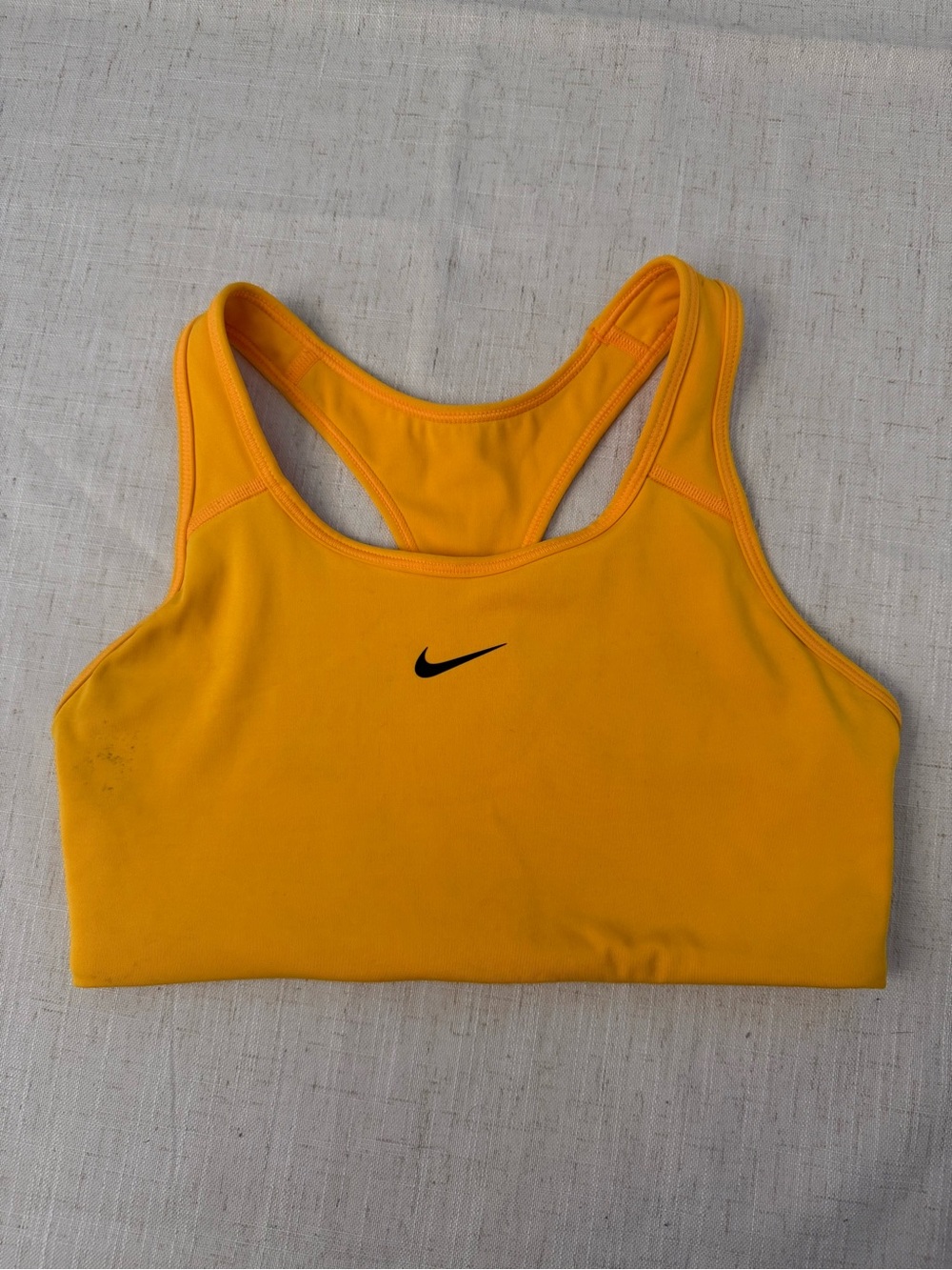 Nike Yellow Racerback Sports Bra with Black Swoosh